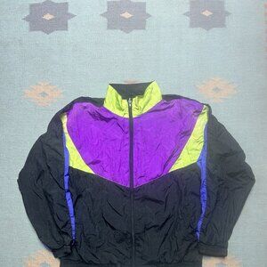 Vintage 80s members only windbreaker jacket full zip lined neon women’s large